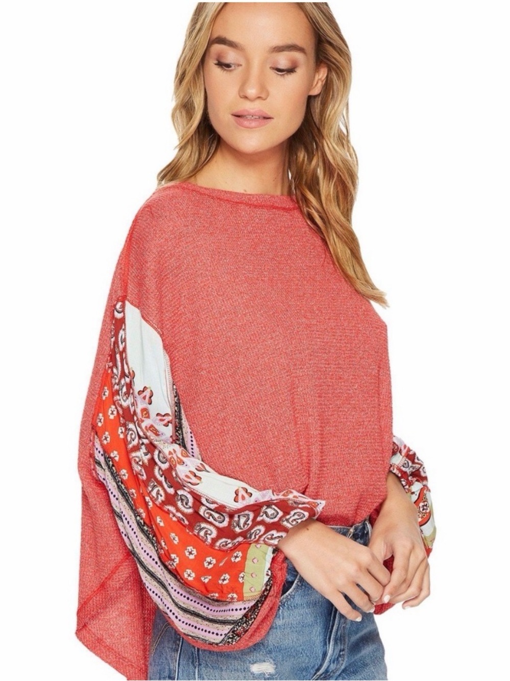 Free People Blossom Thermal with Printed Balloon Sleeves